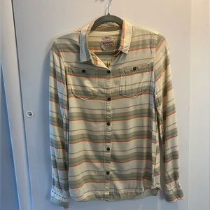 Burton women's M grey & cream button down casual breathable striped shirt